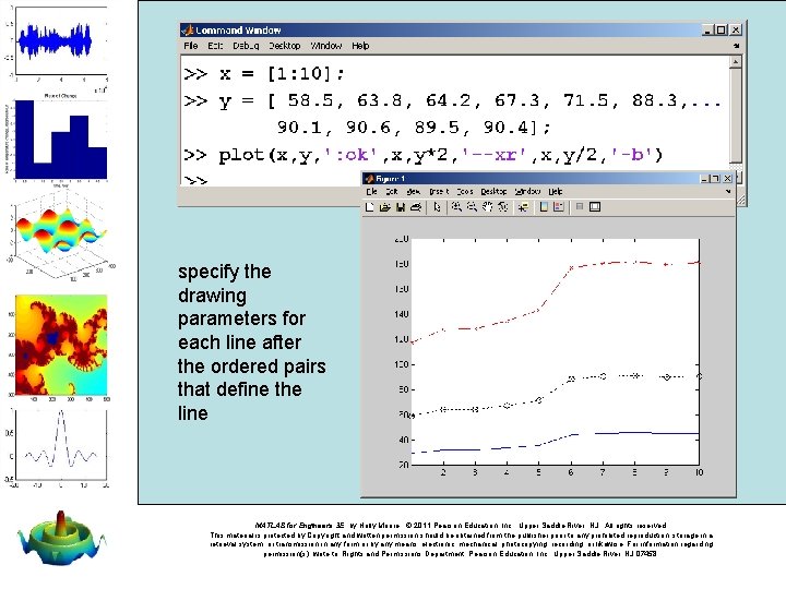 specify the drawing parameters for each line after the ordered pairs that define the