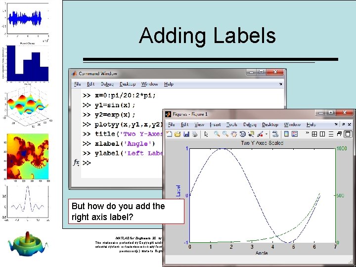 Adding Labels But how do you add the right axis label? MATLAB for Engineers