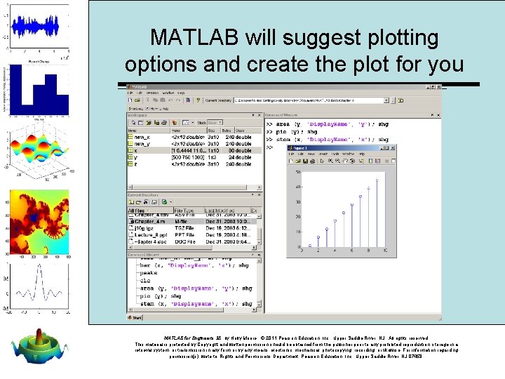 MATLAB will suggest plotting options and create the plot for you MATLAB for Engineers