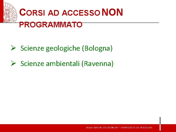 Modalit di Accesso ai Corsi di Studio dellAmbito