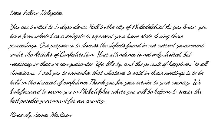 Dear Fellow Delegates, You are invited to Independence Hall in the city of Philadelphia!