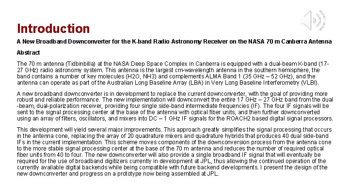 Introduction A New Broadband Downconverter for the K-band Radio Astronomy Receiver on the NASA