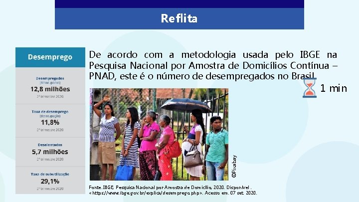 Reflita De acordo com a metodologia usada pelo IBGE na Pesquisa Nacional por Amostra