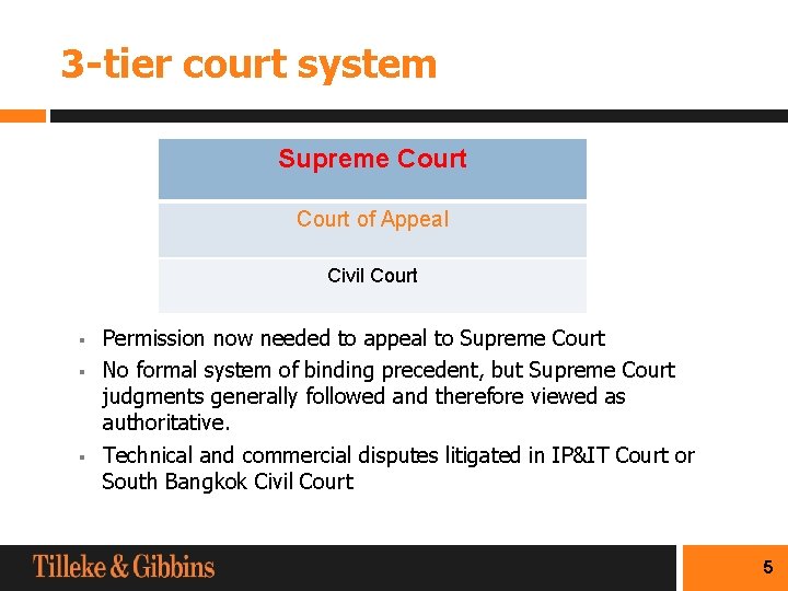 3 -tier court system Supreme Court of Appeal Civil Court § § § Permission