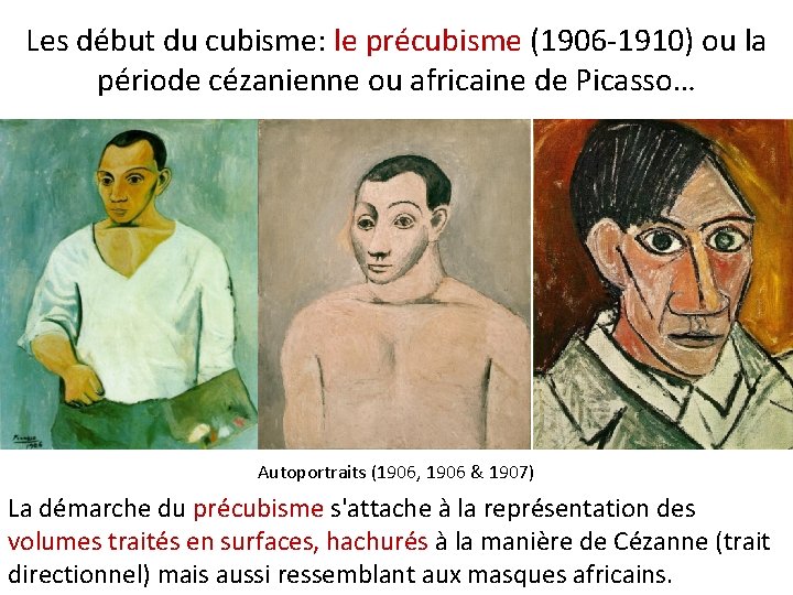 Les début du cubisme: le précubisme (1906 -1910) ou la période cézanienne ou africaine