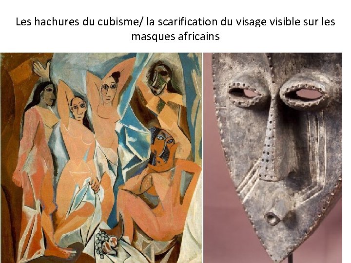 Les hachures du cubisme/ la scarification du visage visible sur les masques africains 
