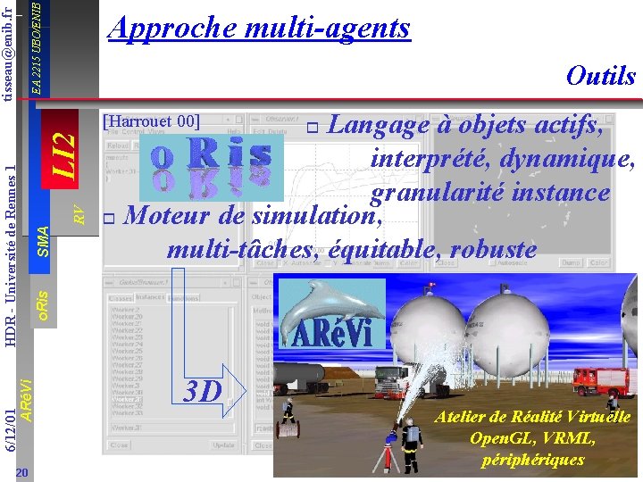 EA 2215 UBO/ENIB tisseau@enib. fr Approche multi-agents Outils Langage à objets actifs, interprété, dynamique,