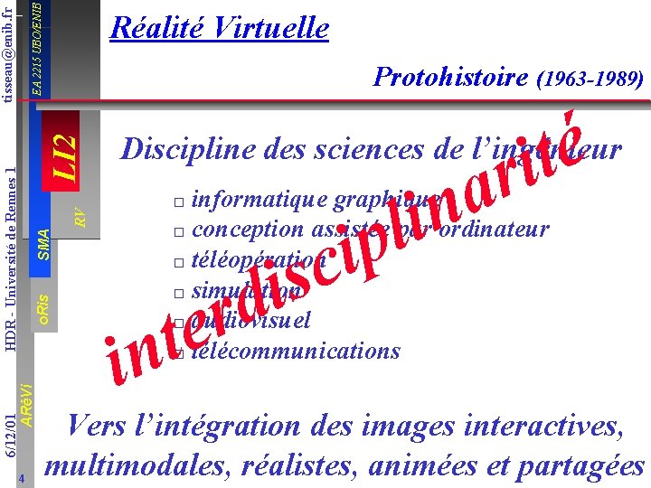 EA 2215 UBO/ENIB Protohistoire (1963 -1989) a il n informatique graphique o conception assistée