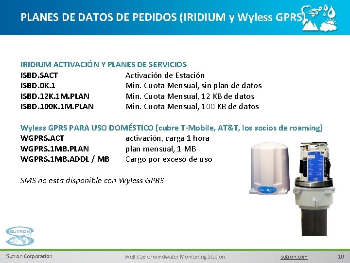 PLANES DE DATOS DE PEDIDOS (IRIDIUM y Wyless GPRS) IRIDIUM ACTIVACIÓN Y PLANES DE