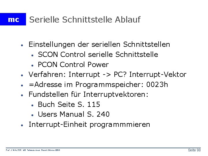 Serielle Schnittstelle Ablauf mc · · · Einstellungen der seriellen Schnittstellen · SCON Control