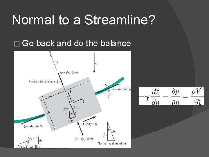 Normal to a Streamline? � Go back and do the balance 