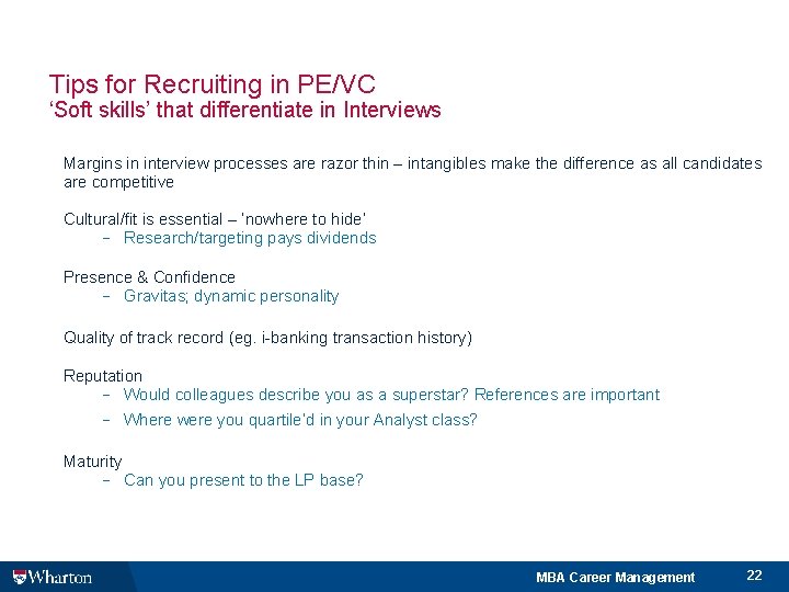 Tips for Recruiting in PE/VC ‘Soft skills’ that differentiate in Interviews Margins in interview