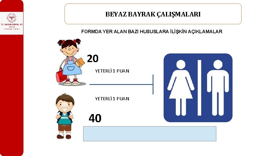 BEYAZ BAYRAK ÇALIŞMALARI FORMDA YER ALAN BAZI HUSUSLARA İLİŞKİN AÇIKLAMALAR 20 YETERLİ 1 PUAN