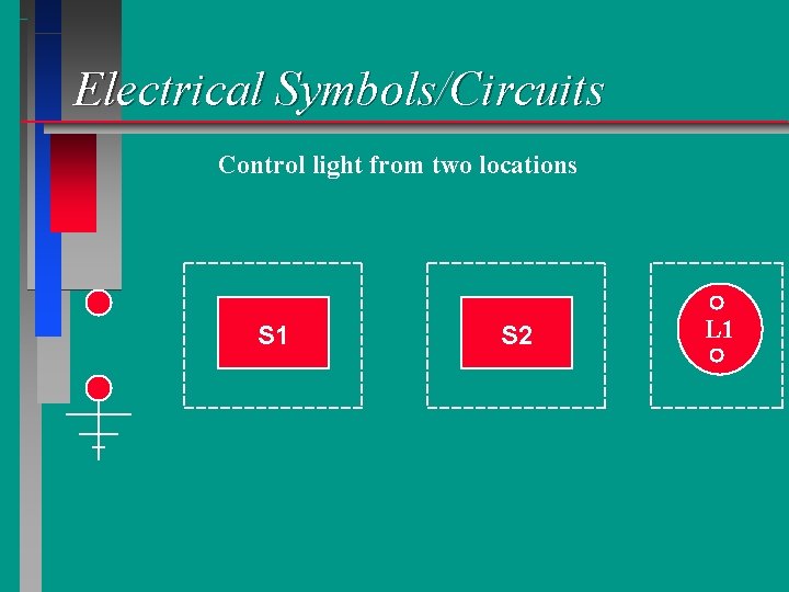 Electrical Symbols/Circuits Control light from two locations S 1 S 2 L 1 
