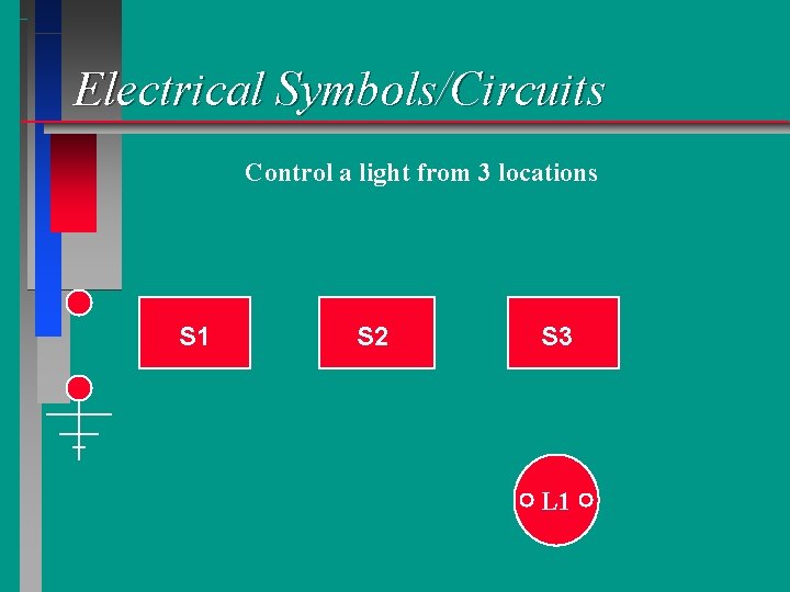 Electrical Symbols/Circuits Control a light from 3 locations S 1 S 2 S 3