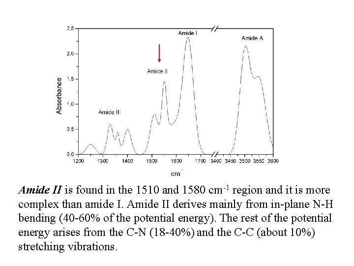 Amide II is found in the 1510 and 1580 cm-1 region and it is