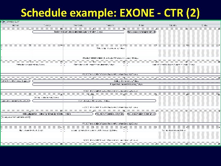 Schedule example: EXONE - CTR (2) 