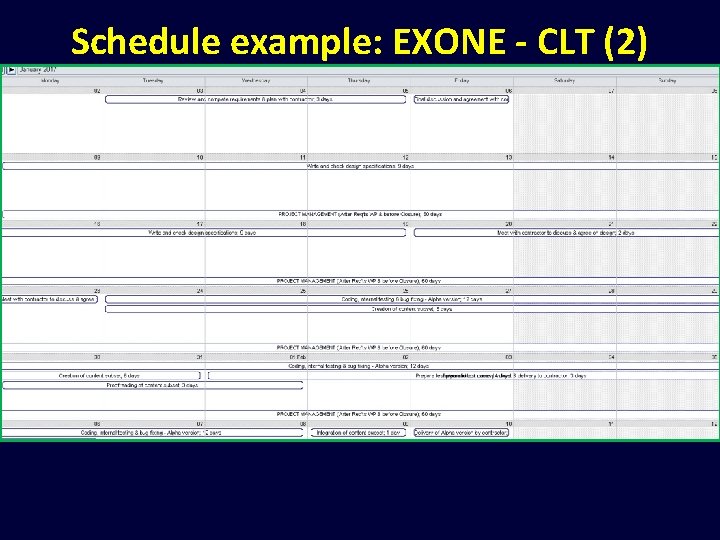 Schedule example: EXONE - CLT (2) 