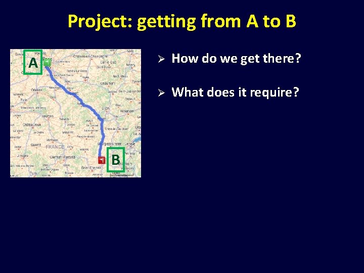 Project: getting from A to B A B Ø How do we get there?