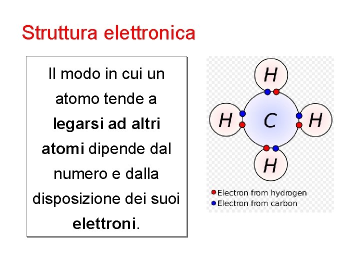 Struttura elettronica Il modo in cui un atomo tende a legarsi ad altri atomi