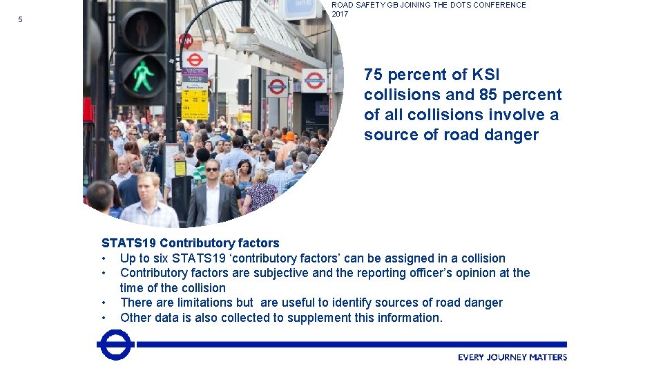 5 ROAD SAFETY GB JOINING THE DOTS CONFERENCE 2017 75 percent of KSI collisions