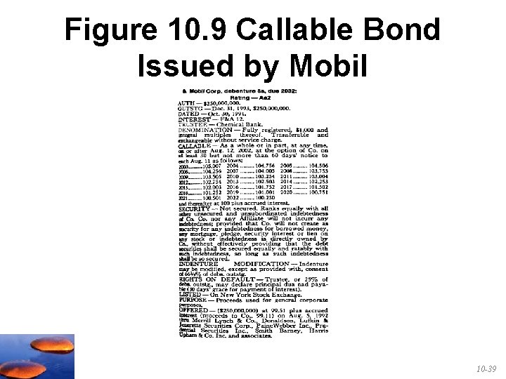 Figure 10. 9 Callable Bond Issued by Mobil 10 -39 