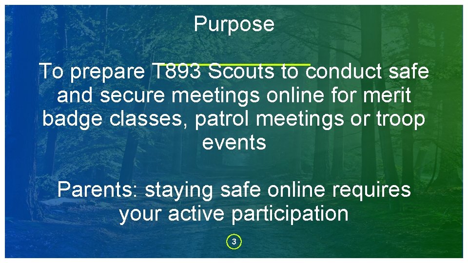 Purpose To prepare T 893 Scouts to conduct safe and secure meetings online for