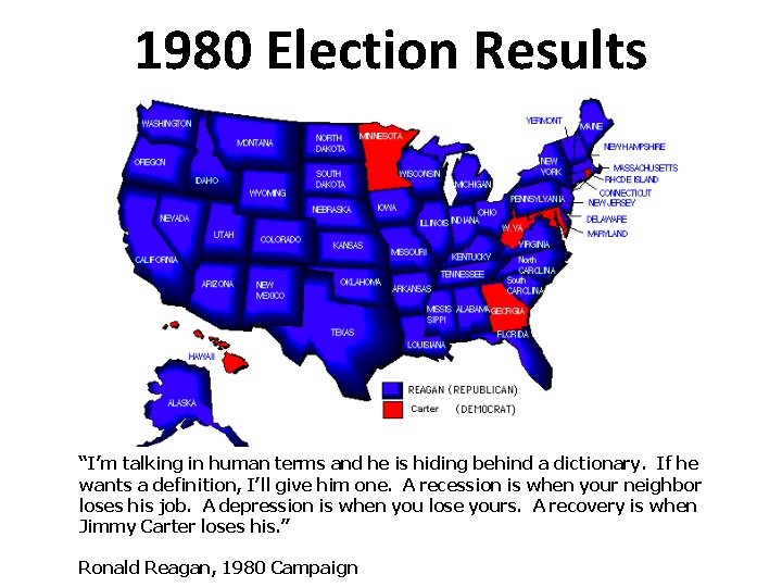 1980 Election Results “I’m talking in human terms and he is hiding behind a