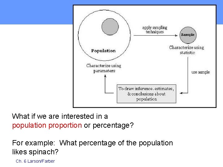 What if we are interested in a population proportion or percentage? For example: What