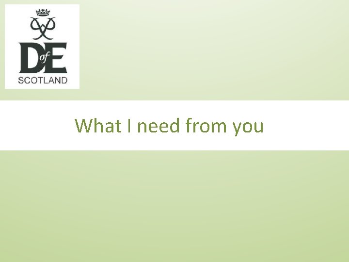 What I need from you 