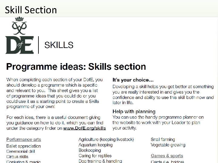 The Duke of Edinburgh Bronze Award Parents Carers