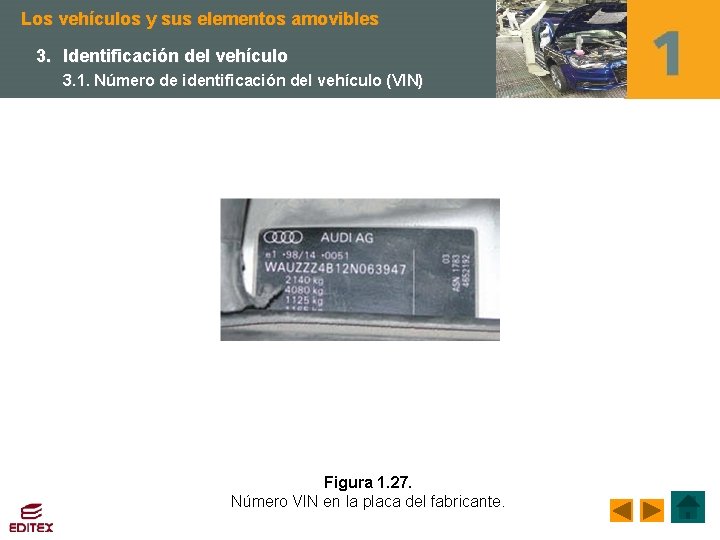 Los vehículos y sus elementos amovibles 3. Identificación del vehículo 3. 1. Número de