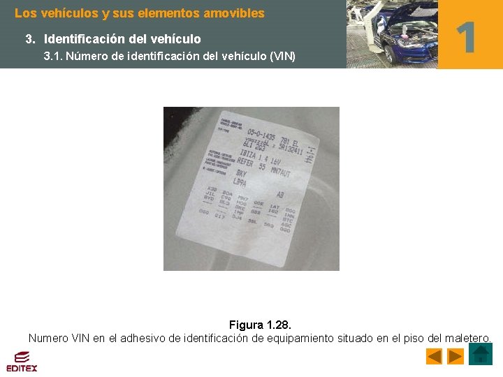 Los vehículos y sus elementos amovibles 3. Identificación del vehículo 3. 1. Número de