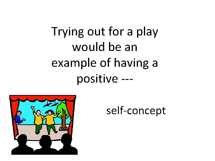 Trying out for a play would be an example of having a positive --self-concept