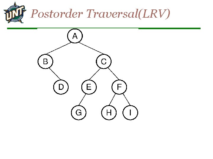 Postorder Traversal(LRV) 