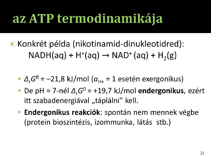 az ATP termodinamikája � 21 