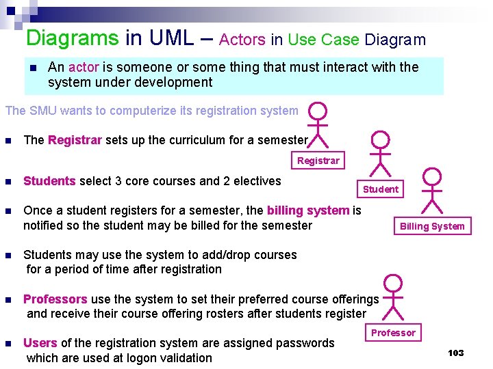 Diagrams in UML – Actors in Use Case Diagram n An actor is someone Diagrams in UML – Actors in Use Case Diagram n An actor is someone