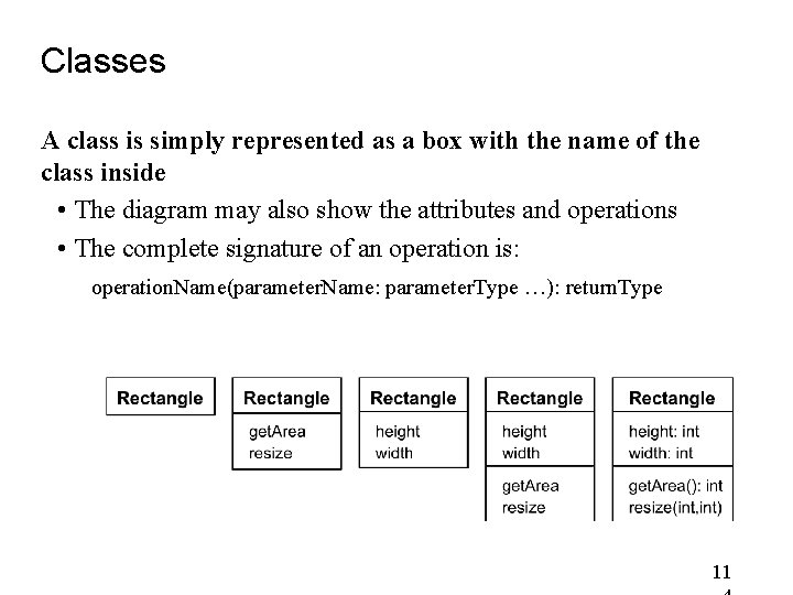 Classes A class is simply represented as a box with the name of the Classes A class is simply represented as a box with the name of the