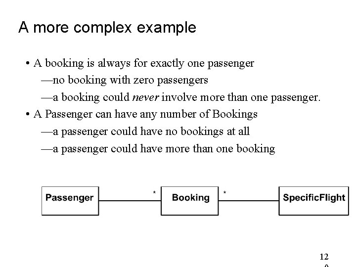 A more complex example • A booking is always for exactly one passenger —no A more complex example • A booking is always for exactly one passenger —no
