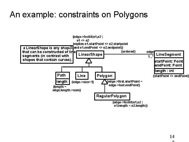 An example: constraints on Polygons {edge->for. All(e 1, e 2 | e 1 <> An example: constraints on Polygons {edge->for. All(e 1, e 2 | e 1 <>