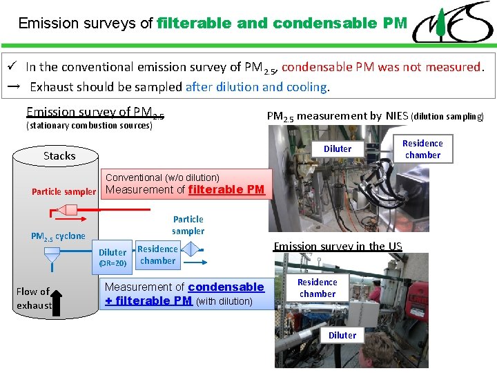 Emission surveys of filterable and condensable PM ü In the conventional emission survey of