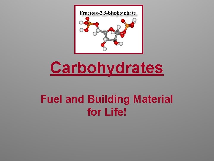 Carbohydrates Fuel and Building Material for Life! 