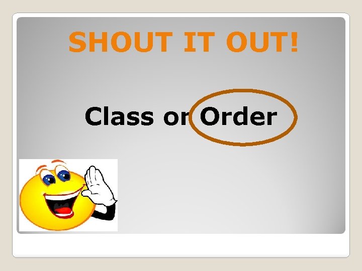 SHOUT IT OUT! Class or Order 