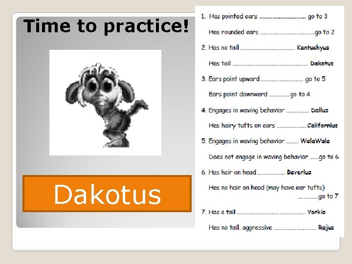 Time to practice! Dakotus 