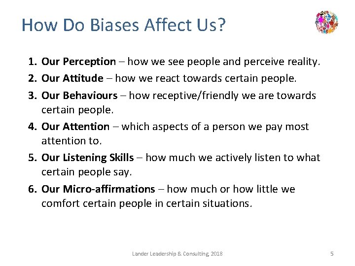 How Do Biases Affect Us? 1. Our Perception – how we see people and