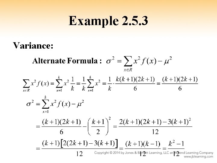 Example 2. 5. 3 Variance: 