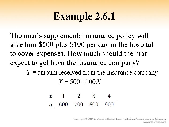 Example 2. 6. 1 The man’s supplemental insurance policy will give him $500 plus