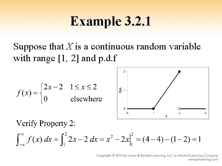 Example 3. 2. 1 Suppose that X is a continuous random variable with range