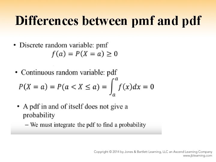 Differences between pmf and pdf 