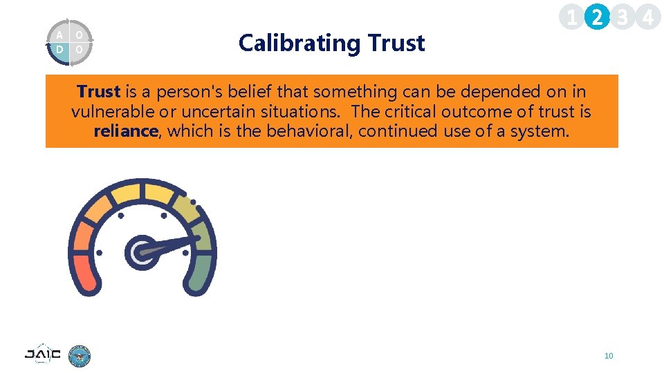 A D O O Calibrating Trust 1 2 3 4 Trust is a person's